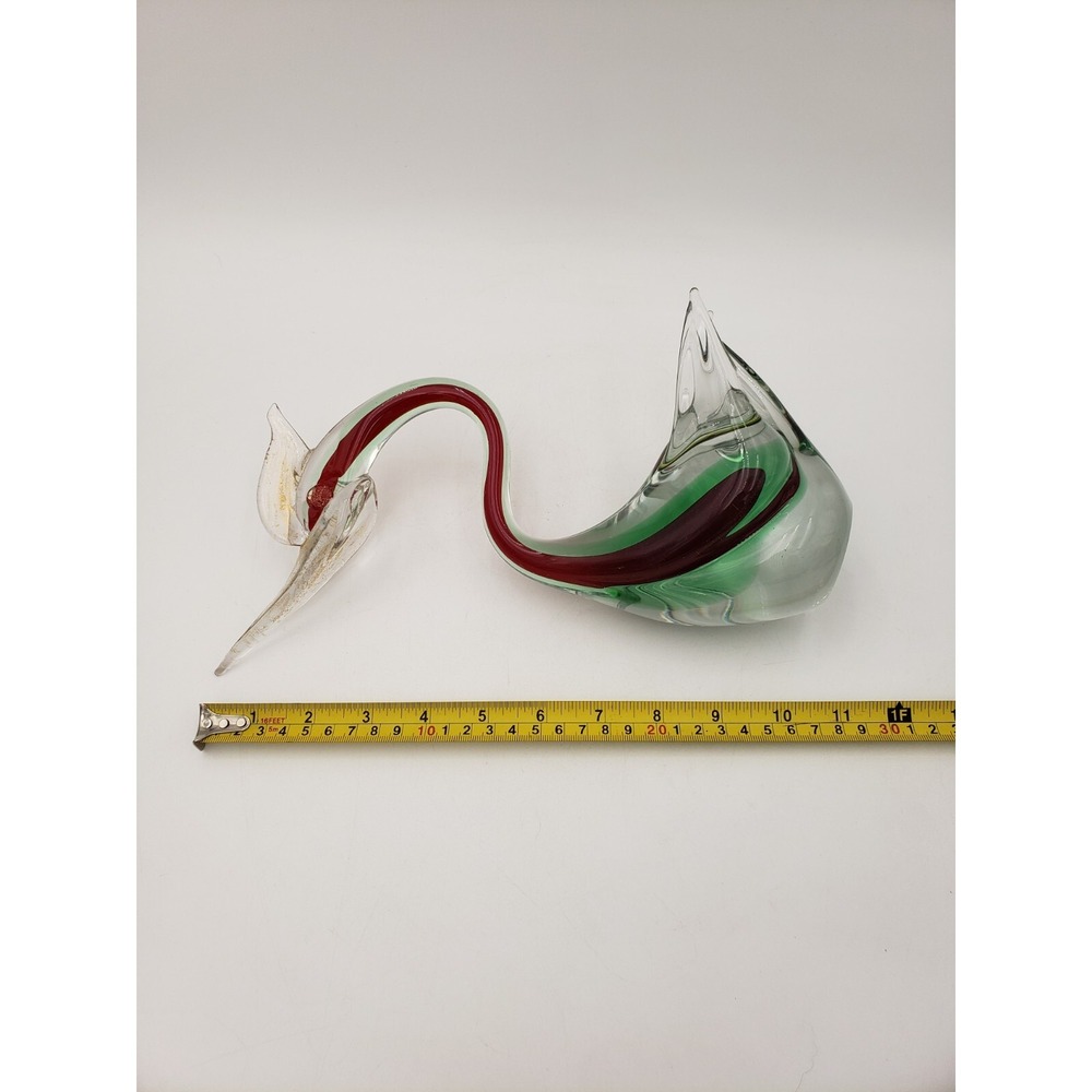 Vintage Murano Glass Swan‎ Sommerso Red Green & Clear Mid-Century 10.5 Inch - Picture 12 of 12